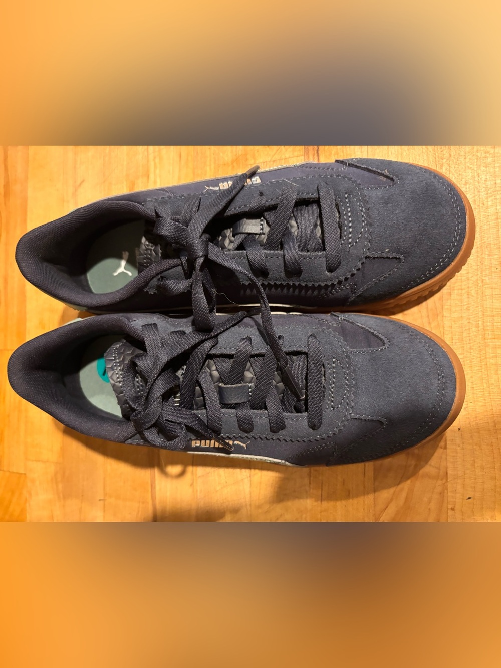 Puma Men’s Navy Suede Sneakers with Gum Outsole